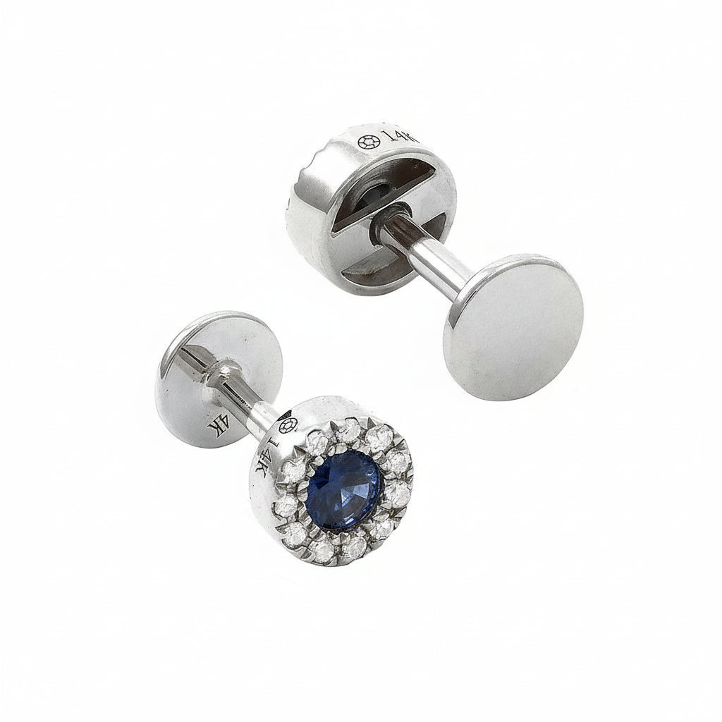 Aretes tipo Studs | Zafiro con Halo