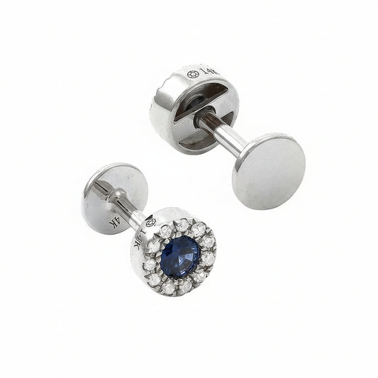 Aretes tipo Studs | Zafiro con Halo