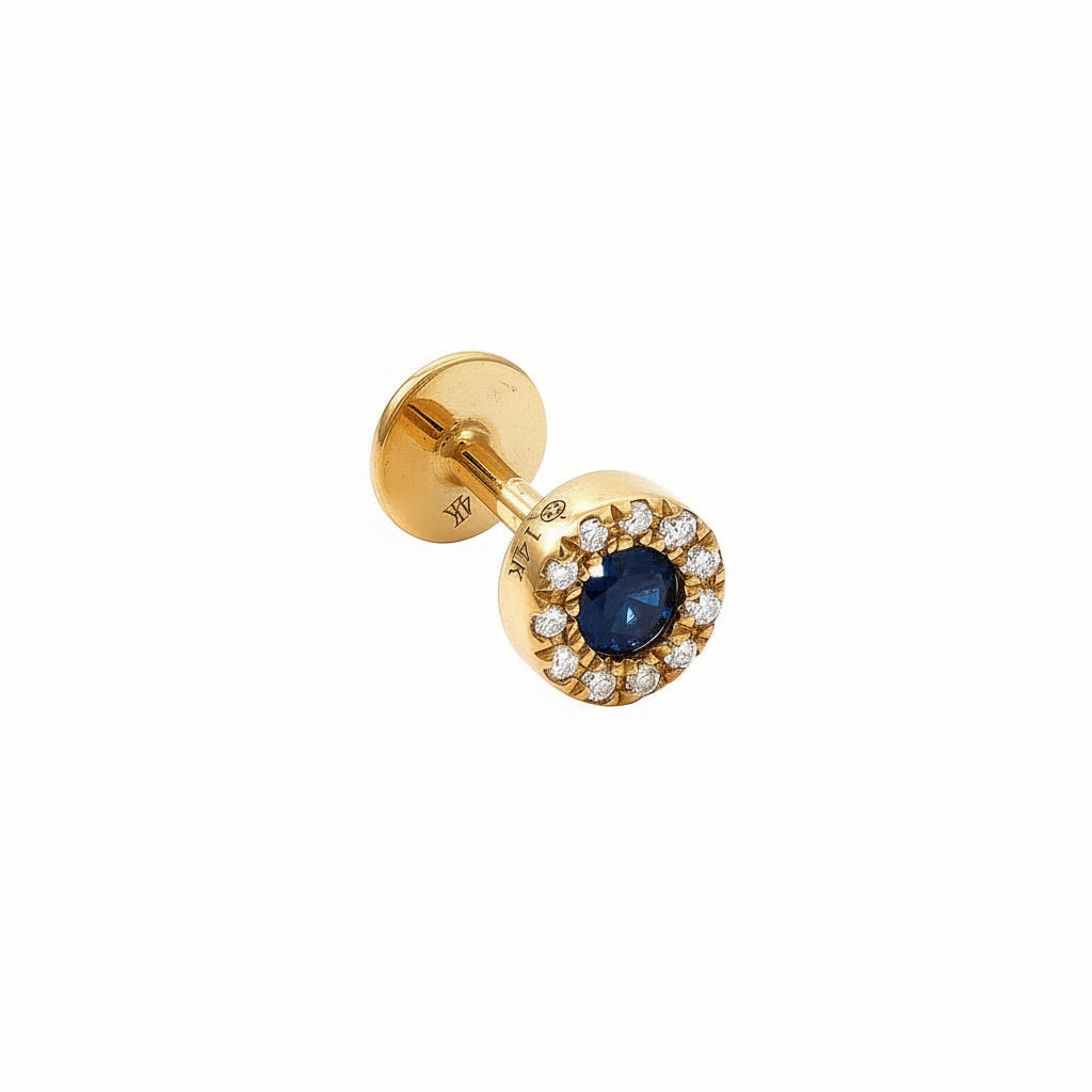 Aretes tipo Studs | Zafiro con Halo