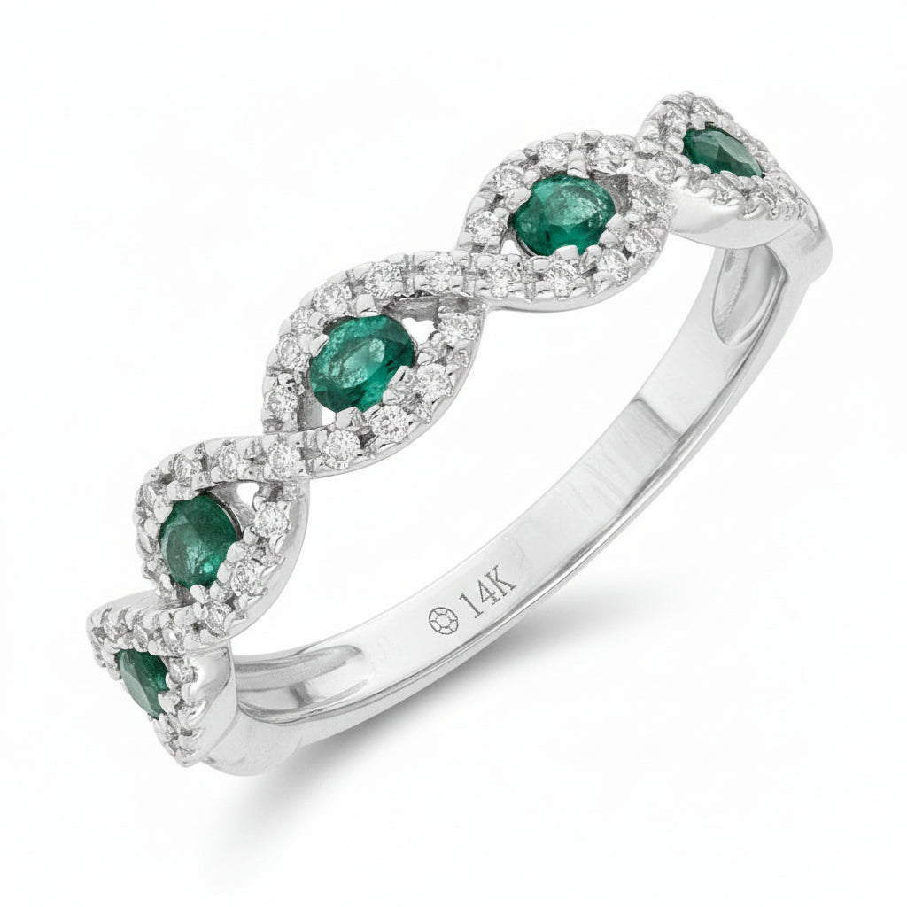 Anillo Halos Enlazados | Esmeralda