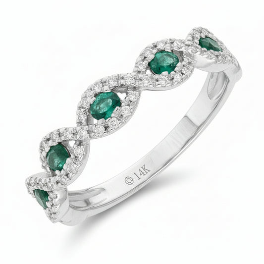 Anillo Halos Enlazados | Esmeralda