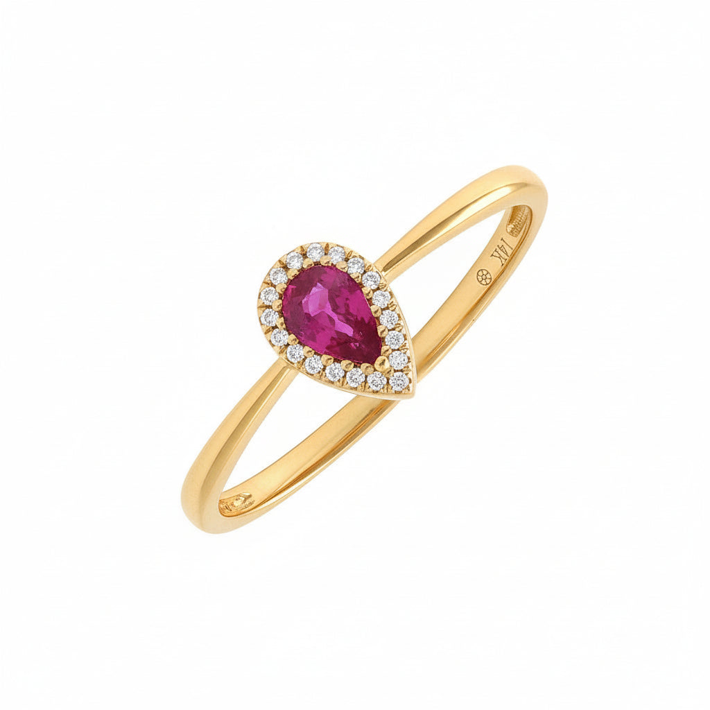 Anillo Pera con Halo | Estilo Clásico