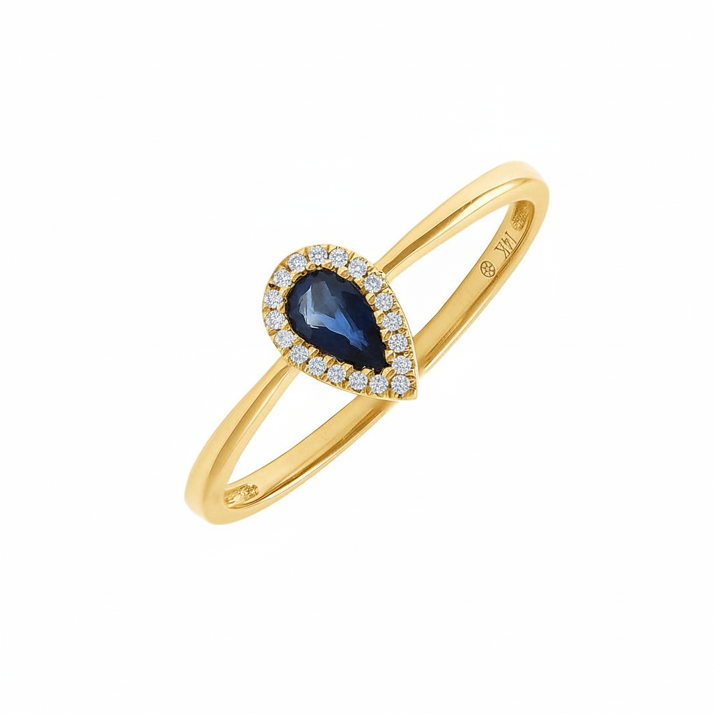Anillo Pera con Halo | Estilo Clásico